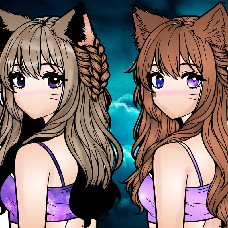 pretty realistic girl with wolf ears and tail