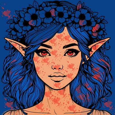 realistic female elf with flower crown