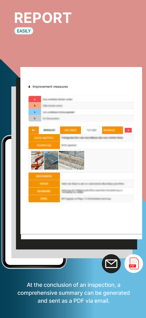 reportly - Un resumen completo del informe de inspección en PDF generado por la aplicación reportly
