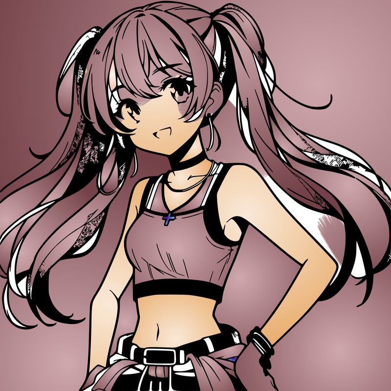 anime girl wearing crop top