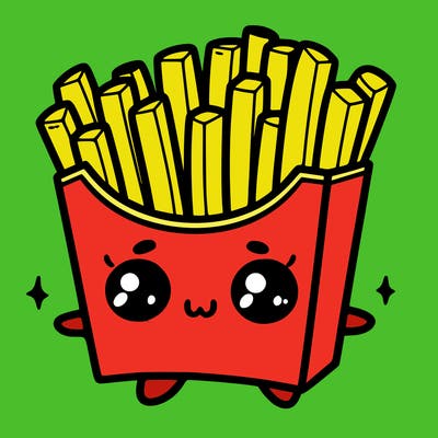 a cute. french fries