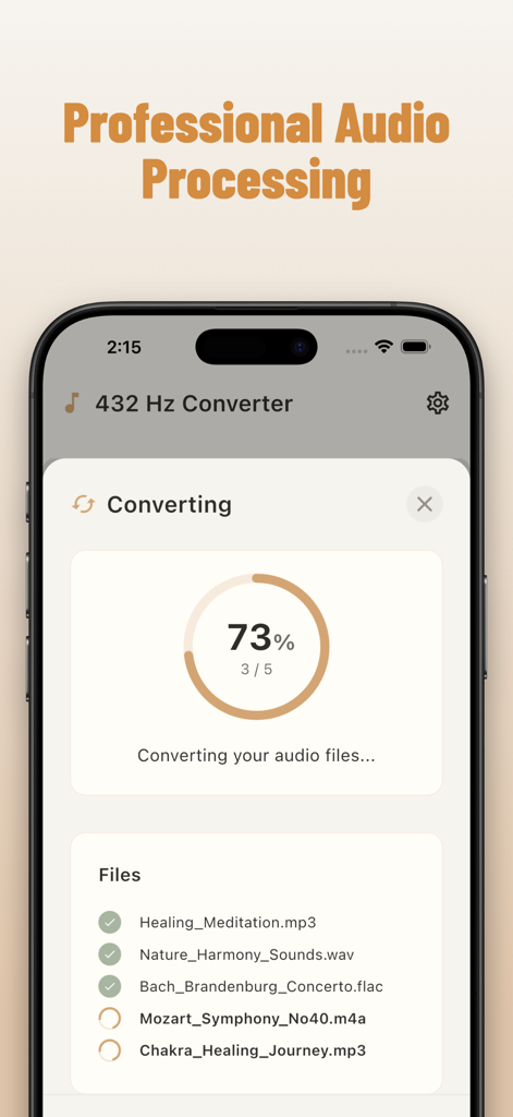 432 Hz Converter - Professionelle Stapel-Audiofrequenzkonvertierung für mehrere Musikdateien im Gange