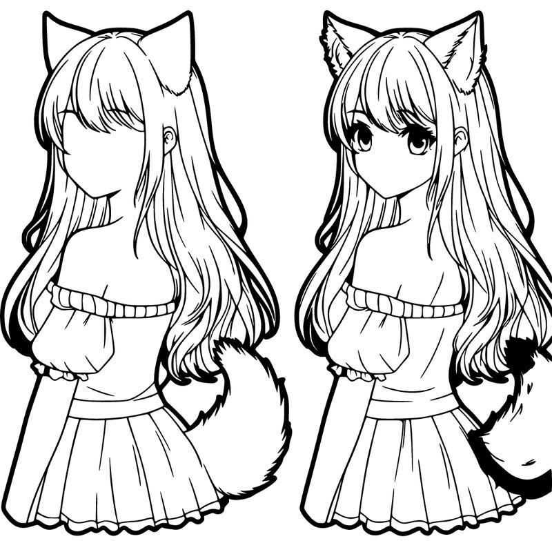 a realistic girl with a wolf tail and wolf ears