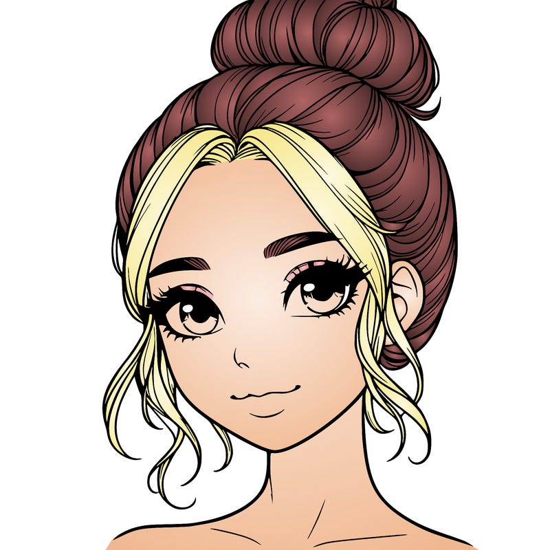 realistic pretty girl with hair in bun