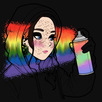 a realistic girl, spray painting