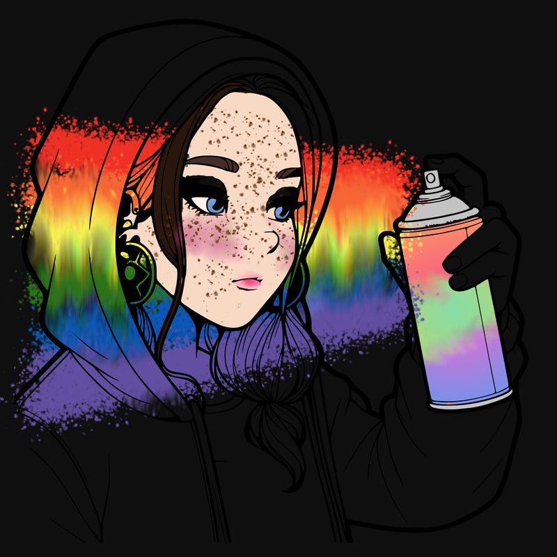 a realistic girl, spray painting