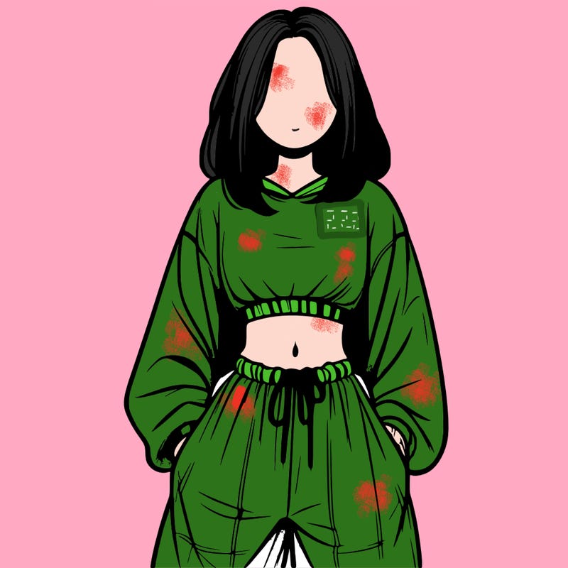 realistic girl faceless with baggy pants and a crop top