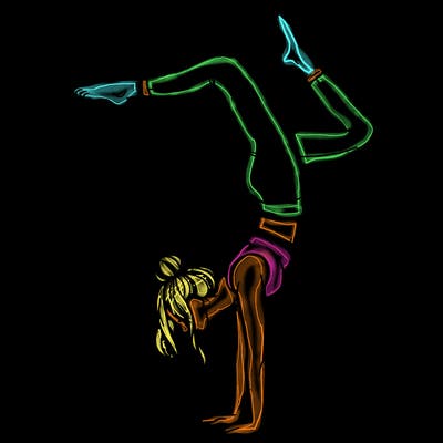a woman doing a handstand