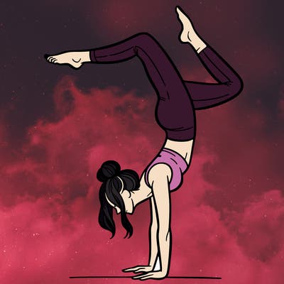 a woman doing a handstand
