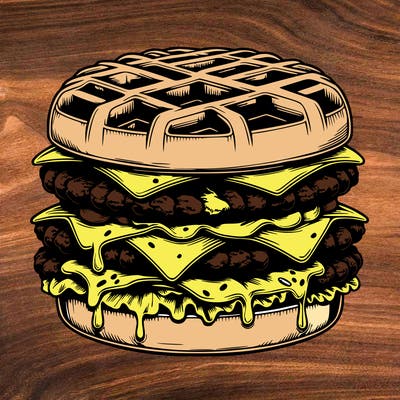 realistic waffle burger