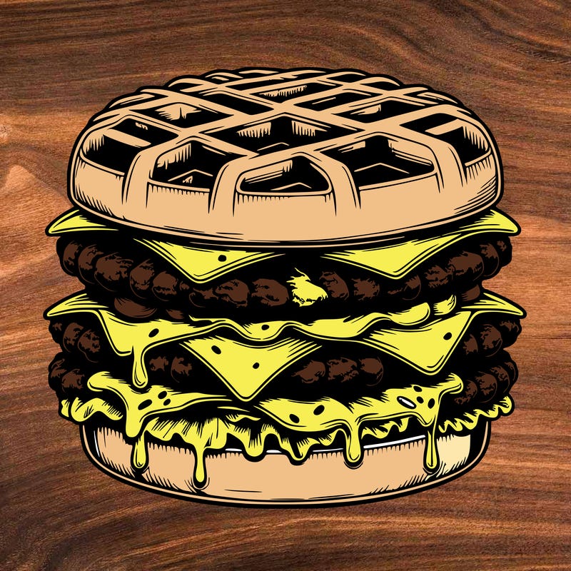 realistic waffle burger