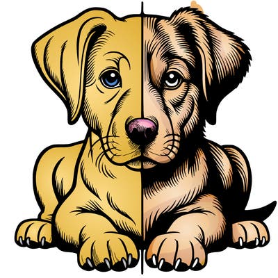 realistic dog split picture