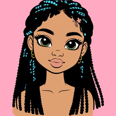 a realistic black girl with braids