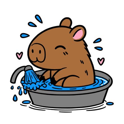capybara taking a bath
