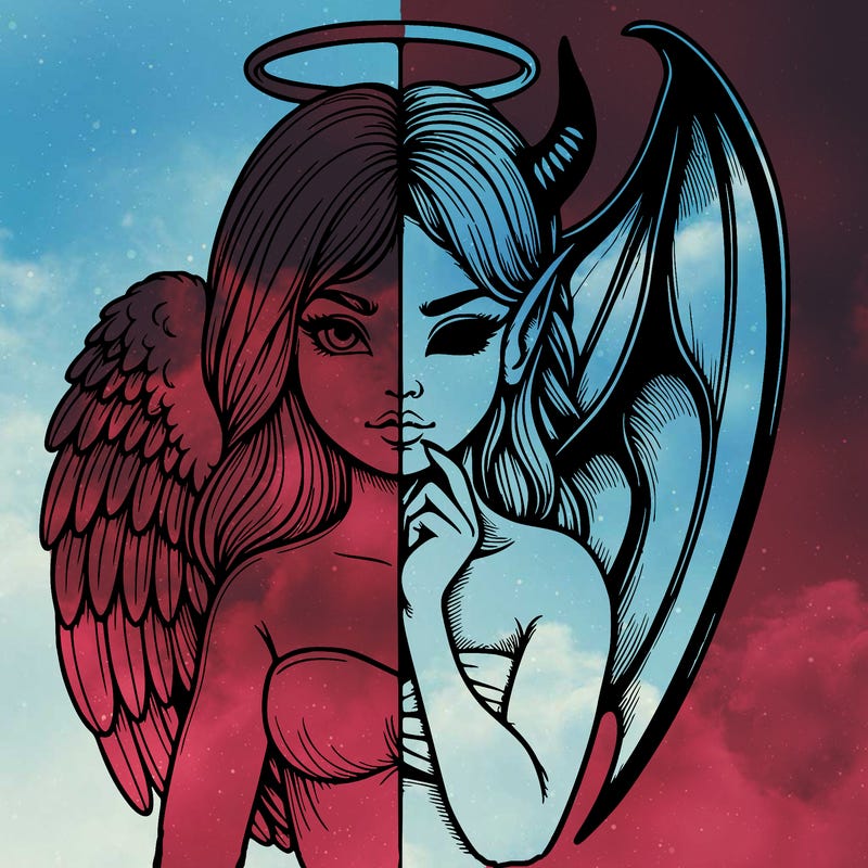 realistic angel half demon