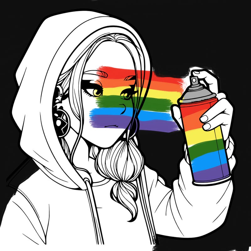 a realistic girl, spray painting