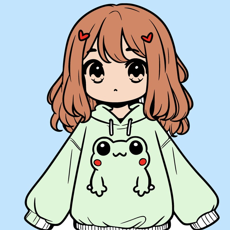 girl wearing frogging sweatshirt