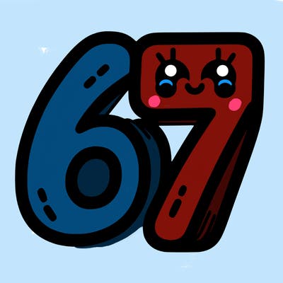 the numbers 67