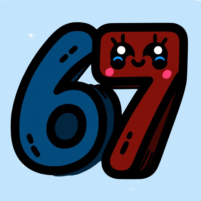 the numbers 67