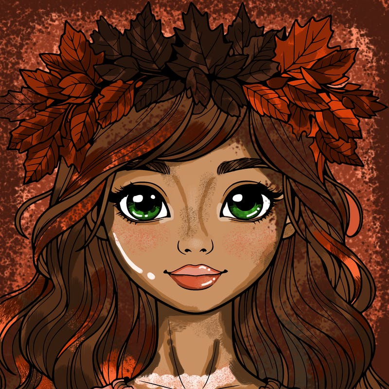 realistic girl with fall leaf crown