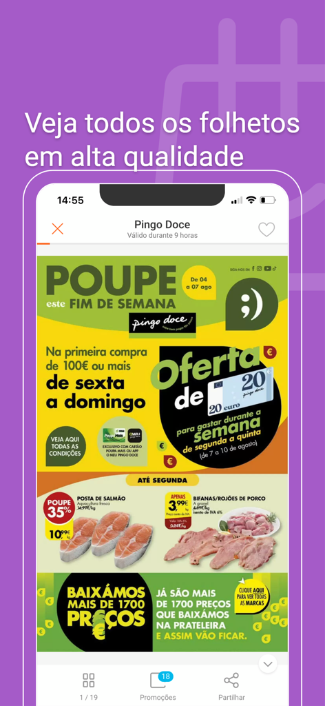 Folhetos Promocionais Portugal - Capture d'écran de l'application Folhetos Promocionais Portugal affichant un prospectus de supermarché de haute qualité pour Pingo Doce.