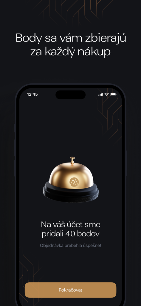 Medusacard - Medusacard app screen showing earned loyalty points and a golden bell