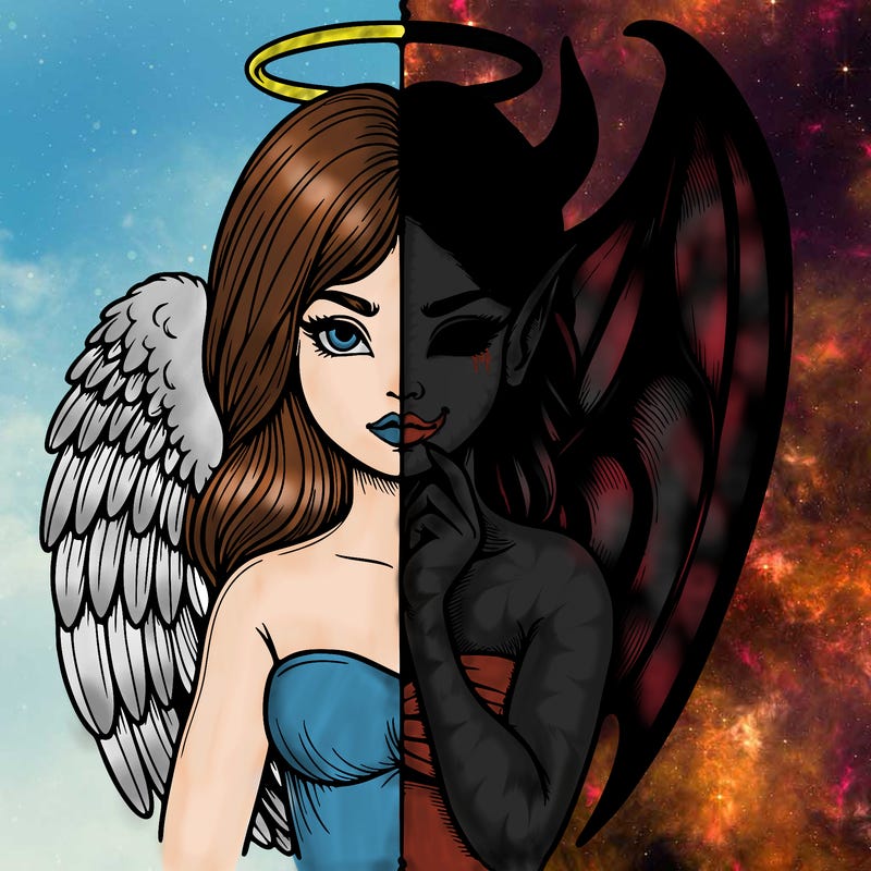 realistic angel half demon