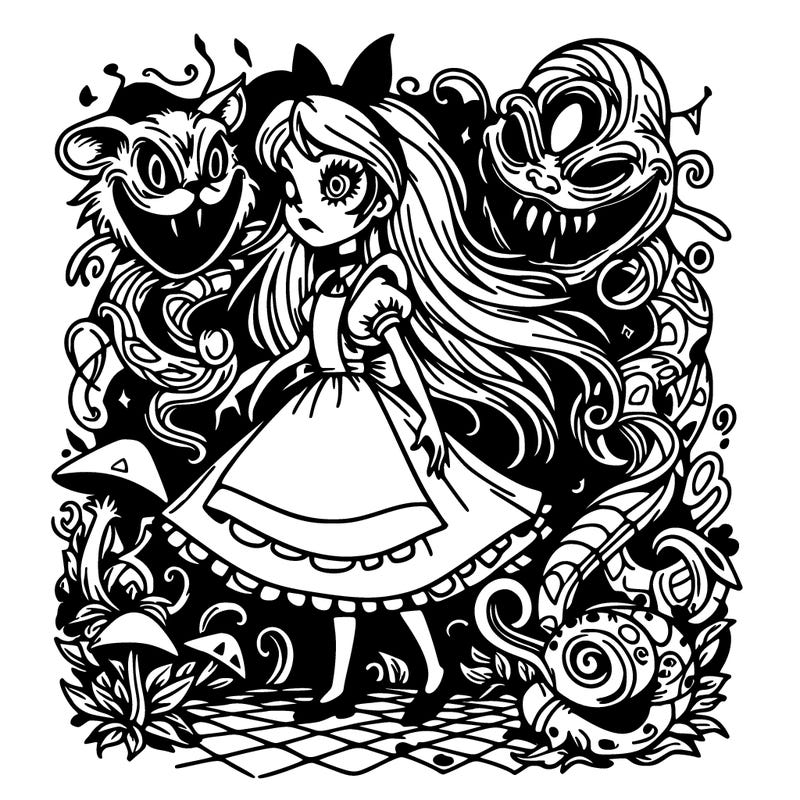 like alice in wonderland but crazy and scary