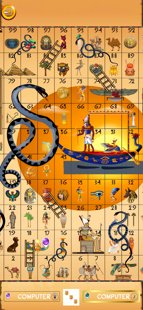 Snakes & Ladders Offline - Tablero con temática del antiguo Egipto para el juego móvil Serpientes y Escaleras Sin Conexión
