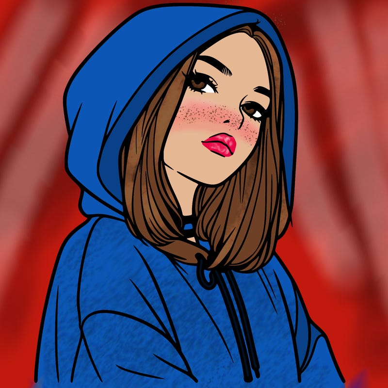 a realistic girl in a hoodie