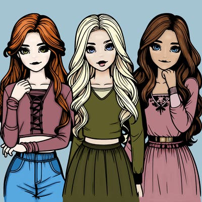 realistic 3 girls
