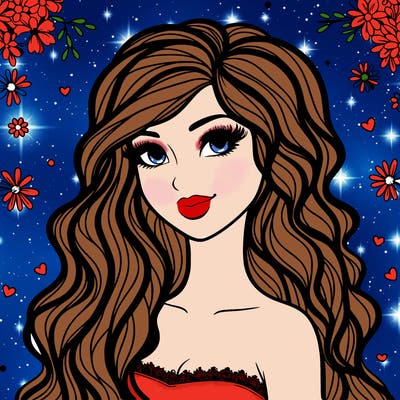 pretty woman with long wavy hair