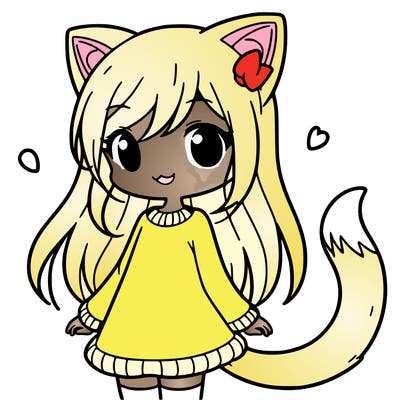 girl with cat ears and tail