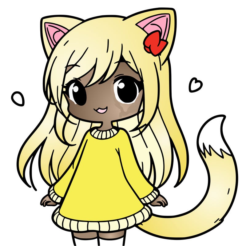 girl with cat ears and tail