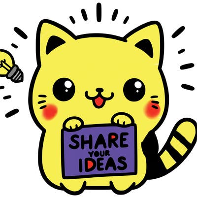 a cute cat saying share your ideas