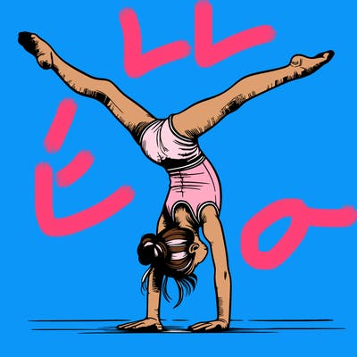 realistic gymnastic hand stand girl in four splits