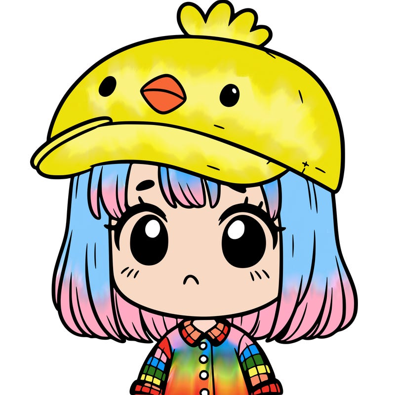 cute girl with chicken hat