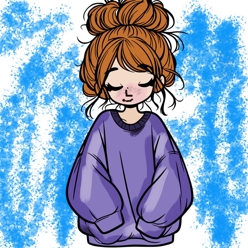 girl with baggy sweatshirt and messy bun
