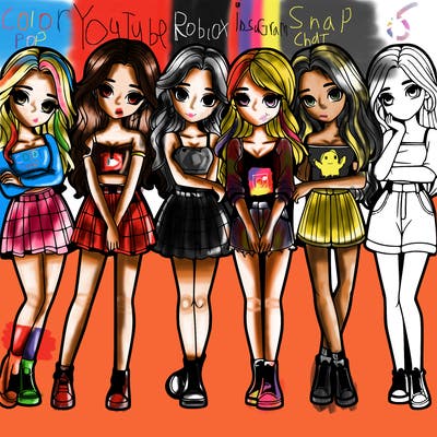 a group of girls realistic