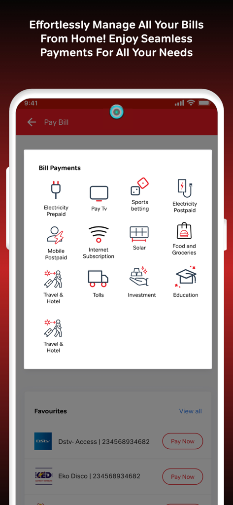 Smartcash PSB - Aplicativo Smartcash PSB exibindo uma variedade de opções de pagamento de contas para serviços públicos e outros serviços
