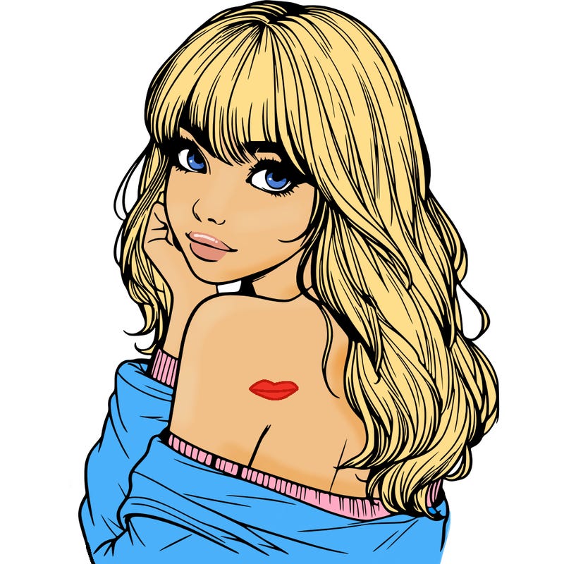 realistic girl with bangs looking over her shoulder