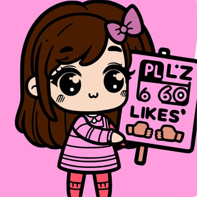 cute girl with sign that says plz 60 likes