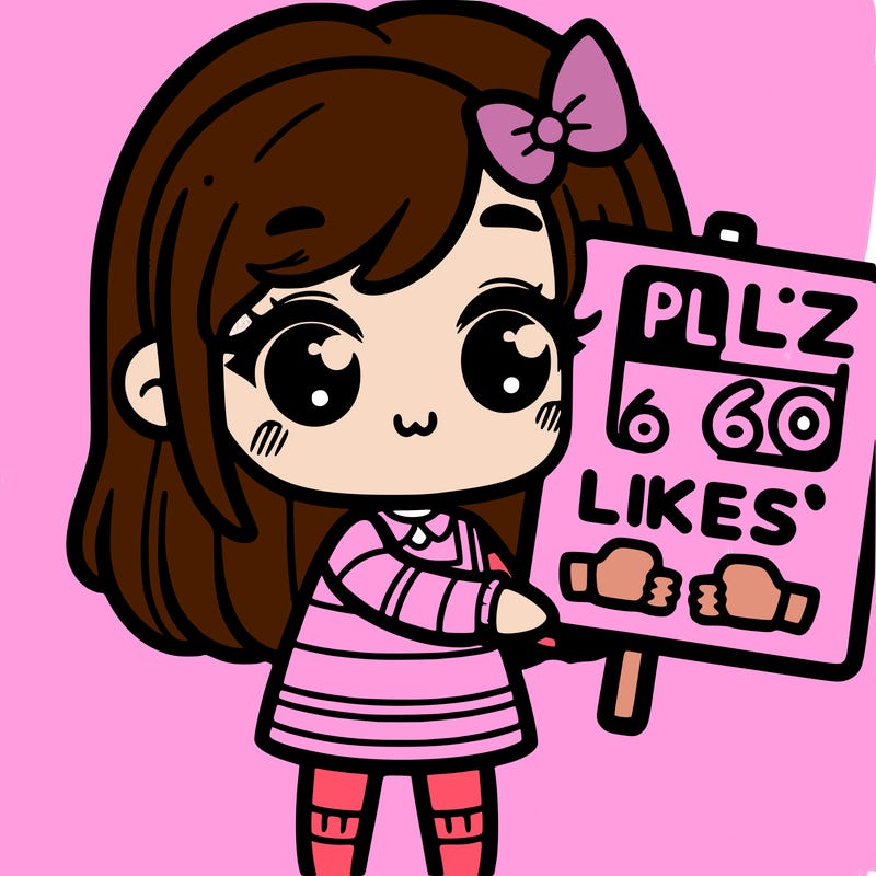 cute girl with sign that says plz 60 likes