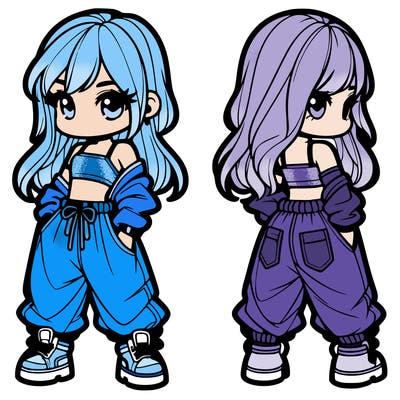 girl in crop top and baggy pants