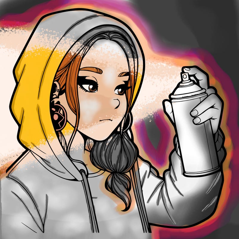 a realistic girl, spray painting