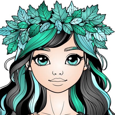 realistic girl with fall leaf crown
