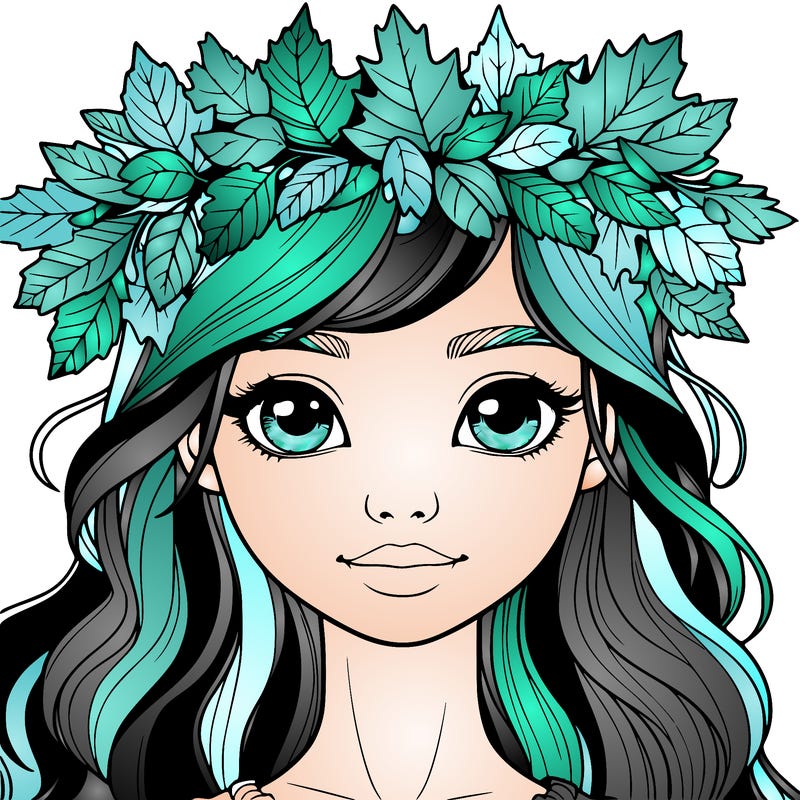 realistic girl with fall leaf crown