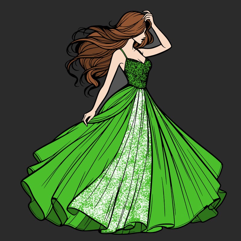 realistic woman with dress flowing in the wind