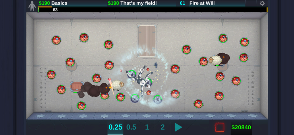 Happy Room - Gameplay screenshot of Happy Room showing a robot being tested in a physics laboratory