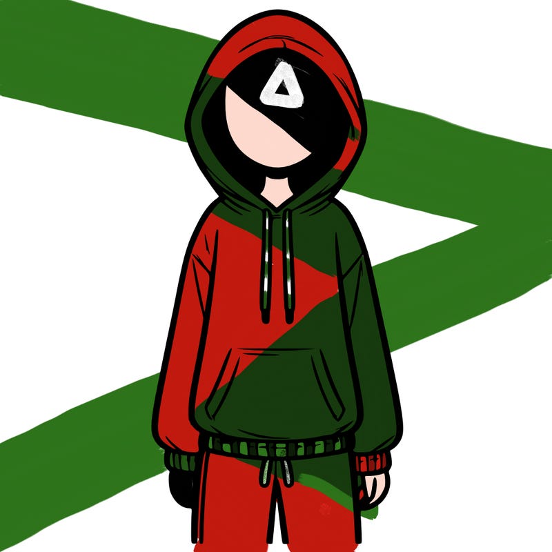 faceless girl in a tracksuit with a hood on and no hair